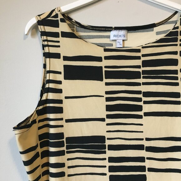 Vintage Y2K Canadian Creamed Honey and Black Stretchy Barcode Tank Top - Picture 3 of 14